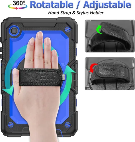 Miniatura 2 de SEYMAC stock Funda para Samsung Galaxy Tab A7 Lite de 8.7 pulgadas con protector de pantalla y soporte para lápiz [correa de mano giratoria 360]