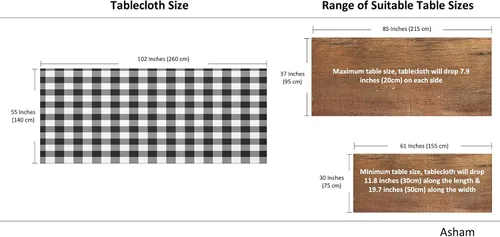 Miniatura 7 de Mantel rectangular de 60 x 104 pulgadas con clips para mantel, mantel rectangular para cocina, comedor, mantel de picnic o campamento, lavable y a