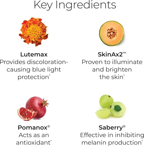 Miniatura 4 de Hush & Hush Brighten+ Suplemento de vitamina C para un tono de piel uniforme, con saberry, lutemax, antioxidantes y extractos botánicos, apoya