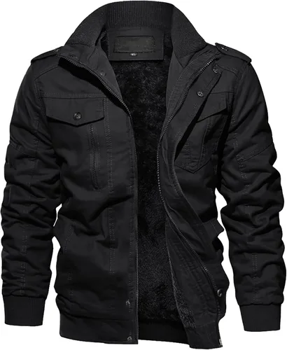 Chaqueta EKLENTSON para hombre, con aislamiento térmico grueso, con múltiples bolsillos, con cremallera delantera, abrigo con forro polar de estilo