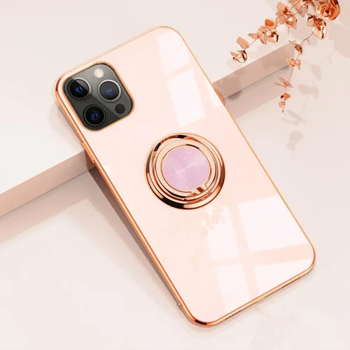 Miniatura 94 de Compatible con iPhone 11 Kickstand, anillo de rotación de 360 grados integrado con borde de oro rosa brillante que funciona con soporte magnético