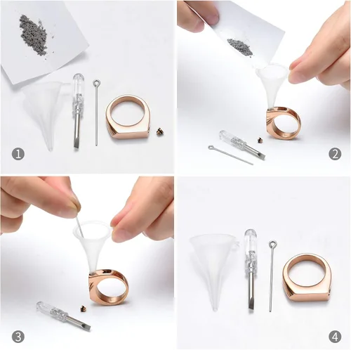 Miniatura 10 de Joyería de cremación para cenizas, geometría, estilo simple, anillo conmemorativo para cenizas, soporte para cenizas con kit de relleno, anillo