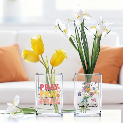 Miniatura 5 de Just Breathe - Paquete de 2 portalápices cosméticos de acrílico, organizador de brochas de maquillaje inspirador, regalos de fe para mujeres