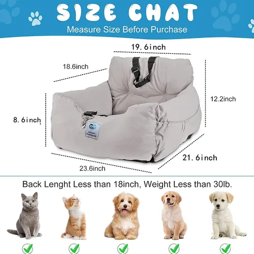 Miniatura 3 de Aidou Asiento de coche para perros, asiento elevador para perros pequeños, medianos y grandes, gatos, asiento elevador de viaje para mascotas, Gris