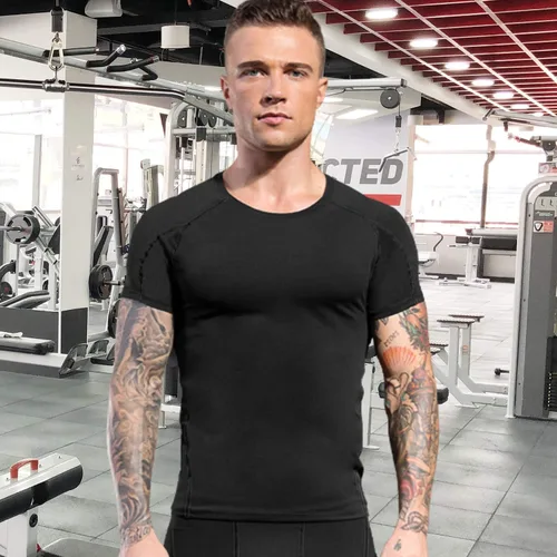 Miniatura 2 de Men's Compression Shirts Short Sleeve Athletic Workout Undershirts Quick Dry Base Layer Sports T-Shirts Running Tops