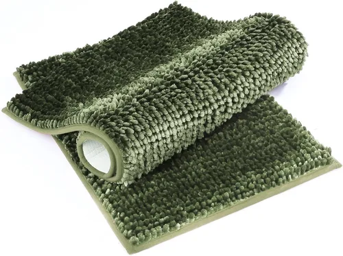 Miniatura 6 de Urvoix Juego de 2 alfombras de baño de felpilla de mantequilla con parte trasera antideslizante, súper absorbentes, gruesas y suaves, alfombras