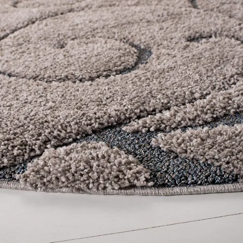 Miniatura 4 de SAFAVIEH - Alfombra de la Colección Florida Shag - 5' redonda, gris y azul claro, diseño de pergamino, sin deshilachado y fácil de limpiar, pelo
