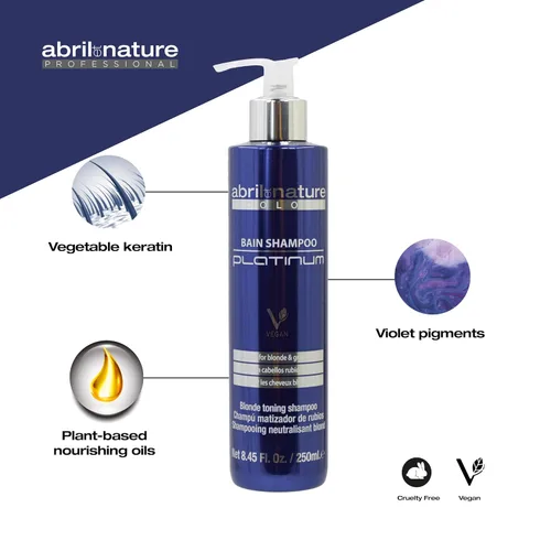 Miniatura 8 de Abril Et Nature Bain Shampoo Platinum - 33.8 fl oz - Champú Tonificante Morado - para tonificar el cabello gris o decolorado - Elimina tonos