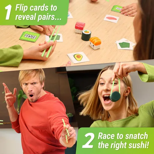 Miniatura 3 de Super Sushi – Divertido Juego de Mesa Familiar - Hilarantísimo Juego de Cartas de Emparejamiento para Fiestas Familiares para Niños, Adolescentes