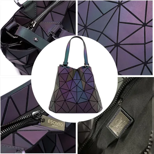Miniatura 3 de ESOVIO Bolso de mano holográfico geométrico con bolso cruzado para mujer bolso iridiscente reflectante Bolso de mano holográfico geométrico