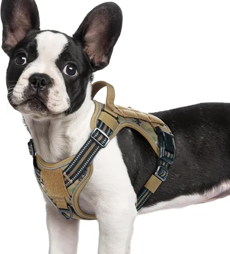 Miniatura 13 de rabbitgoo - Arnés para perros pequeño sin tirones, chaleco táctico de servicio con Molle y asa de control, arnés militar ajustable y reflectante