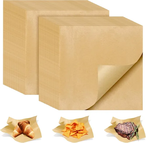 Miniatura 9 de 100 hojas de papel deli de 12 x 12 pulgadas, hojas de papel encerado sin blanquear para alimentos, papel de envoltura resistente a la grasa