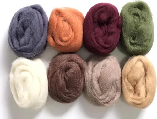 Miniatura 8 de T.F GHG Hilo de lana para fieltro de aguja, juego de 8 colores, 15 G/color, total 4.23 onzas, 100% lana natural, fibra de lana para hilo de fieltro