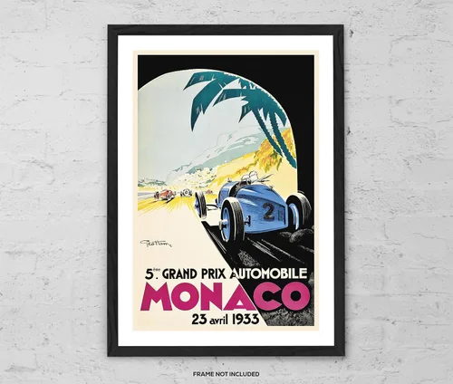 Miniatura 2 de Grand Prix de Mónaco 1933 - Impresión artística vintage de carreras – Arte de pared de coche clásico, póster retro de carreras de automóviles