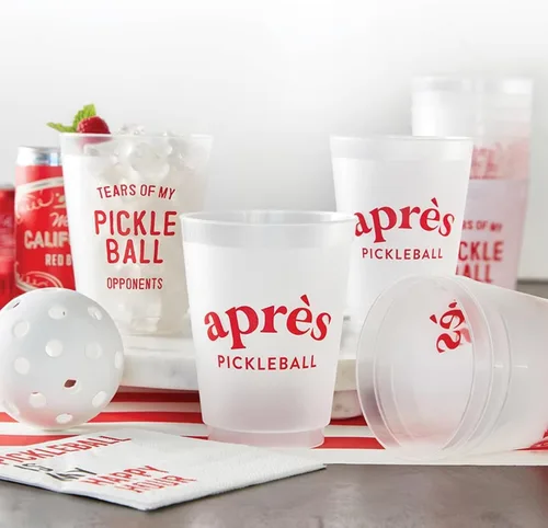 Miniatura 3 de Santa Barbara Design Studio Paquete de vasos de plástico reutilizables para fiestas, 8 unidades, 16 onzas, Pickleball