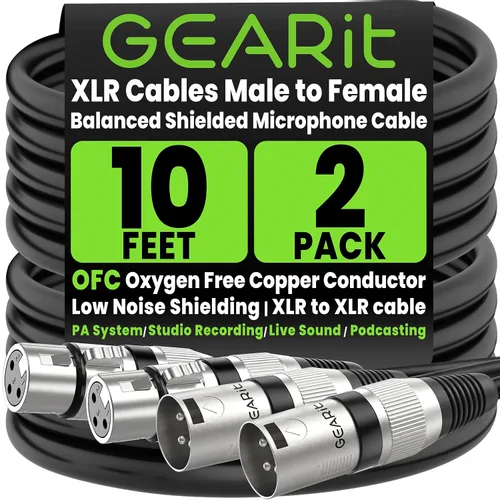 Miniatura 17 de GEARit XLR - Cable de micrófono macho a hembra (10 pies, paquete de 6) mezclador blindado equilibrado de 3 pines, estudio de grabación, podcast
