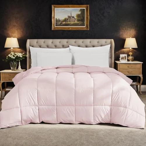 Miniatura 8 de Edredón tamaño King extragrande de 120 x 120 pulgadas, ligero, alternativo al plumón, para todas las estaciones, 8 pestañas en las esquinas, Rosa