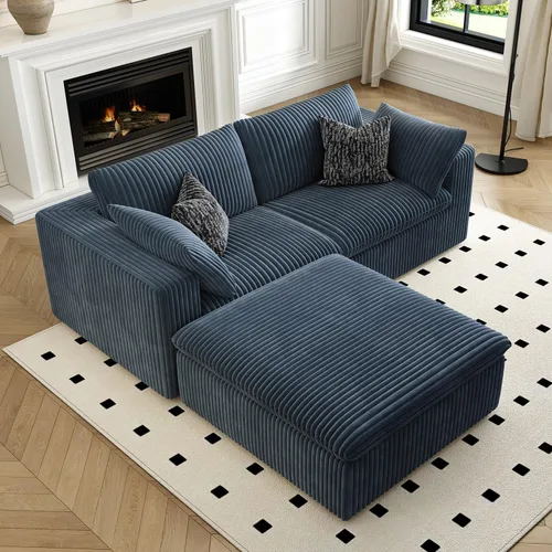 Miniatura 32 de LoveSeat Cloud Couch Sofá Seccional Modular para Sala de Estar, Sofá Moderno con Asiento Profundo, Sofá de 2 Plazas Sin Huesos con Otomana, Cómodos