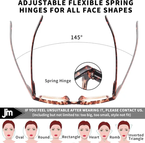 Miniatura 3 de JM Paquete de 3 lentes de lectura cuadrados estilo Oprah para mujeres y hombres, lectores rectangulares de gran tamaño, con bisagra de resorte