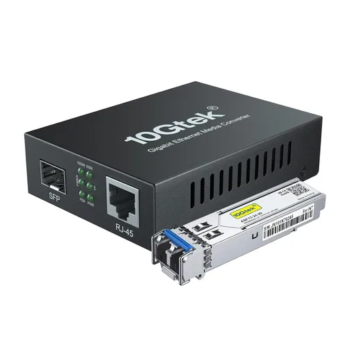 Miniatura 7 de 10Gtek un par de convertidores de medios bidi de Ethernet Gigabit, convertidor de fibra LC única de modo único a Ethernet RJ45 para X1
