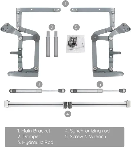 Miniatura 6 de Howhy Juego de bisagras de puerta de gabinete, bisagras de mecanismo de cocina con brazo neumático de elevación vertical con cierre lento