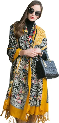 Miniatura 70 de DANA XU Manta de pashmina extragrande 100% de lana merina, bufanda de viaje, bufanda de cachemira para mujer, otoño e invierno, chal de gran