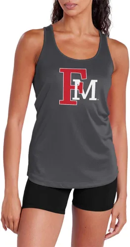 Miniatura 344 de Camiseta deportiva sin mangas oficial de la NCAA Collegiate para mujer, con espalda cruzada, logotipo primario, colección carbón