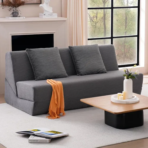 Sofá cama plegable, silla convertible con almohadas, espuma viscoelástica de alto soporte y tela de pana suave, cómodo sofá cama de dos plazas para