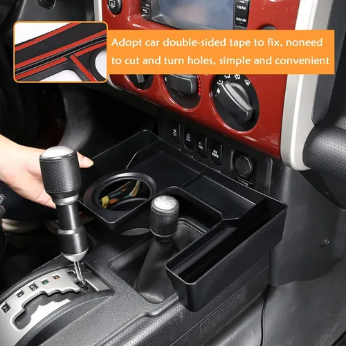 Miniatura 4 de Caja de almacenamiento en forma de U para transmisión de auto ABS Compatible con Toyota FJ Cruiser 2007-2021, bandeja de almacenamiento