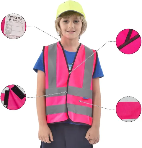 Miniatura 3 de AYKRM Chaleco de alta visibilidad para niños chaleco de seguridad reflectante de alta visibilidad Rosado