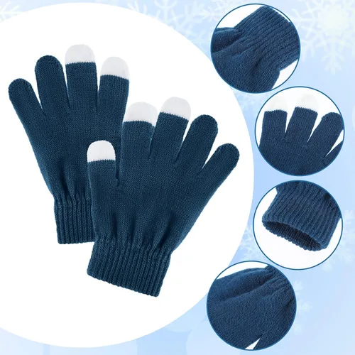 Miniatura 4 de SATINIOR 6 pares de guantes de punto para niños, guantes de invierno cálidos, guantes elásticos para niños o niñas