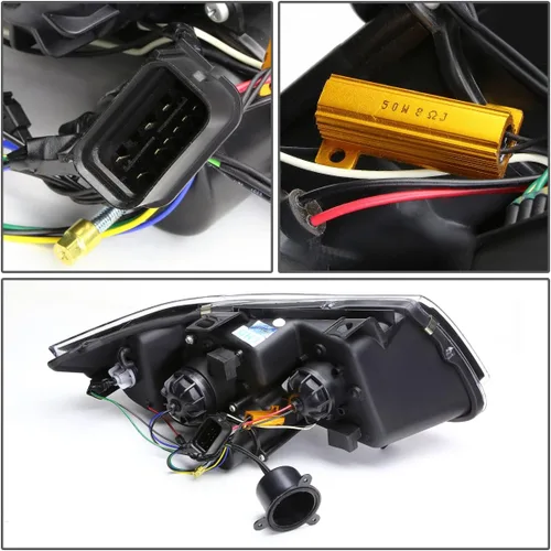 Miniatura 6 de DNA MOTORING HL-3D-E9005-BK - Faros delanteros negros con anillo de halo 3D, haz alto y bajo, con señales de giro ámbar, compatibles con BMW 323i