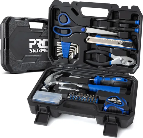 Prostormer - Kit de herramientas de 93 piezas, juego básico de herramientas para reparaciones del hogar con estuche de almacenamiento, pequeño kit