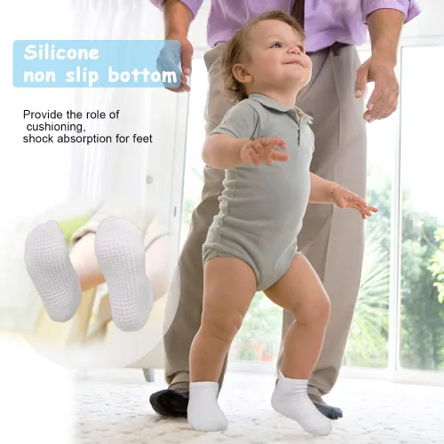 Miniatura 4 de GRPSKCOS - Calcetines antideslizantes para niños pequeños de 12 pares, calcetines antideslizantes para tobillos para niñas y niños, calcetines