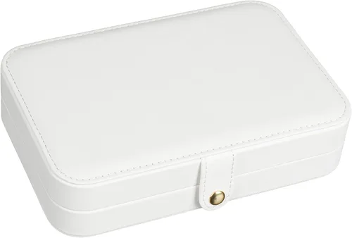 Miniatura 17 de Joyero pequeño, joyero de viaje portátil para mujer, mini organizador de viaje de 2 capas, regalo para mujeres y niñas, negro A