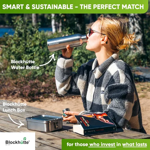 Miniatura 8 de Blockhütte Termo para comida caliente – Lonchera térmica de acero inoxidable al vacío de 34 onzas, termo de sopa a prueba de fugas, tarro de comida