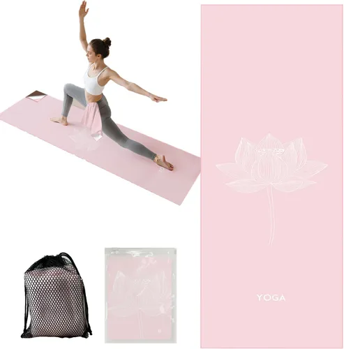 Miniatura 6 de Toalla de yoga con bolsillos en las esquinas, antideslizante, toalla de yoga caliente de 24 x 72 pulgadas para yoga caliente, pilates, fitness