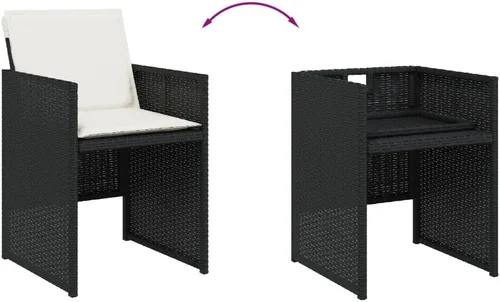 Miniatura 5 de 9 Piece Patio Dining Set with Cushions Black Poly Rattan Outdoor Furniture Set for Garden Backyard Balcony Porch