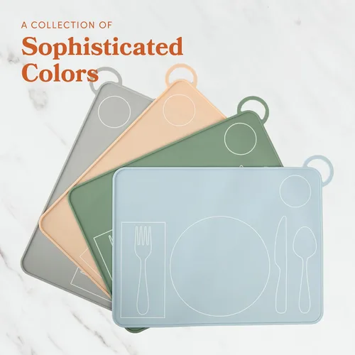 Miniatura 9 de Mantel individual Montessori de silicona para niños pequeños Tapete de placa para niños para mesa de comedor por Fire Rooster Kids (gris, 1)