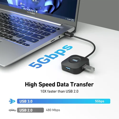 Miniatura 4 de BENFEI Hub USB 3.0, 4 puertos USB A Splitter Ultra compacto para mouse, teclado, unidad flash, disco U, impresora compatible con laptop, PC