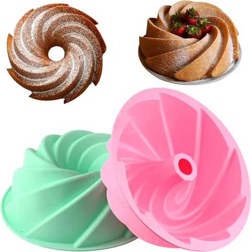 Miniatura 9 de HUAKENER 2 Pack Heart Fluted Cake Pan, 9 Inch Heart Cake Molds, Nonstick Silicone Cake Molds