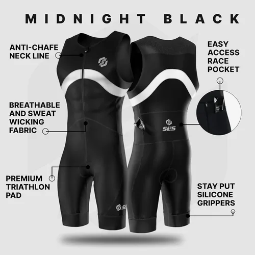 Miniatura 3 de SLS3 Traje de Triatlón para Hombre - Trisuit Premium para Hombre - Kit de Triatlón sin Mangas, de Secado Rápido con Bolsillo Grande en la Espalda