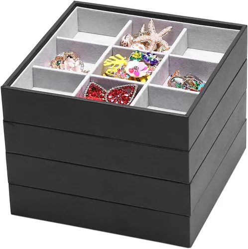 Miniatura 14 de Bandejas mágicas apilables para joyas, organizador de cajones de armario para accesorios, gadgets y cosméticos, caja de almacenamiento