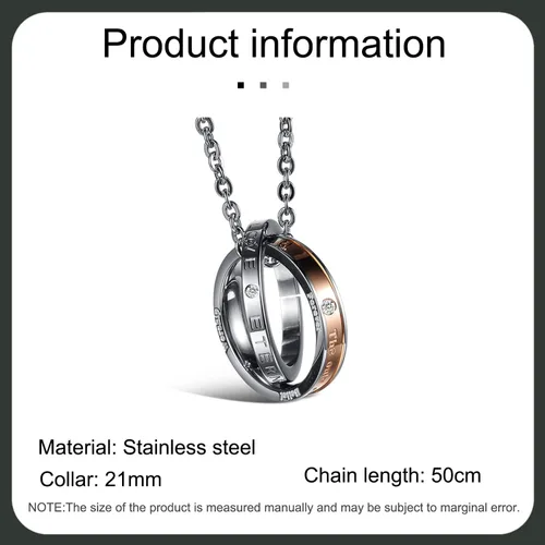 Miniatura 2 de Sparklejewel Collares personalizados para parejas, para él y ella, juego de collar a juego para pareja, grabado de acero inoxidable, anillo