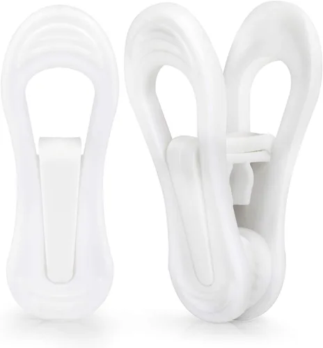 Tinfol Clips de plástico blanco para colgar, paquete de 24 clips para colgar – Pinzas de dedo de agarre fuerte para perchas de ropa de plástico,