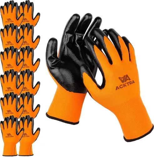 Miniatura 10 de ACKTRA Guantes de trabajo de seguridad con revestimiento de nitrilo, 12 pares, WG003 gris/gris, XS