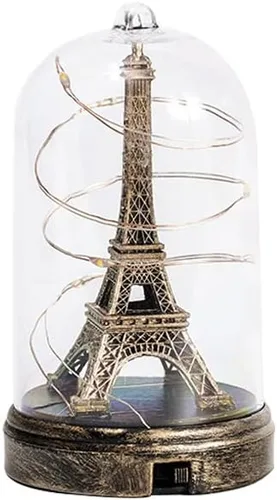 Estatua de la torre Eiffel vintage, luz nocturna, lámpara de mesa decorativa, adornos de escritorio para decoración de oficina y hogar (dorado)