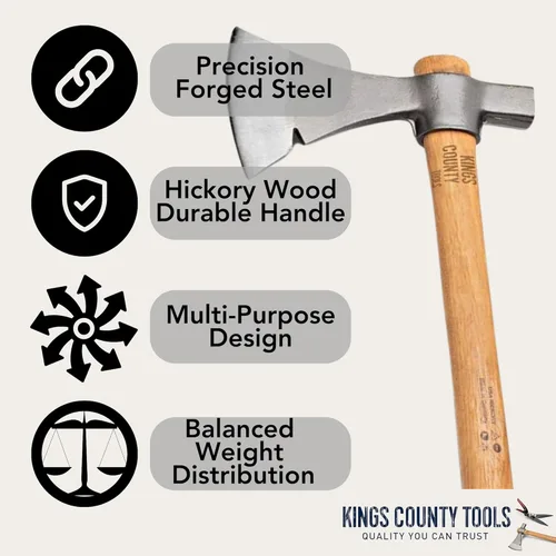 Miniatura 2 de Kings County Tools Herramientas de camping Pickaroon, hacha o hacha Hoja forjada alemana Ligero y fácil de transportar Mango de nogal