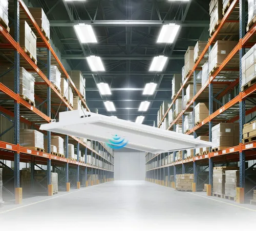 Miniatura 22 de Luz lineal LED de 300 W con sensor de movimiento, área de iluminación central más grande, 45000 lm, 120-277 V, 0-10 V, 5000 K, luces LED lineales