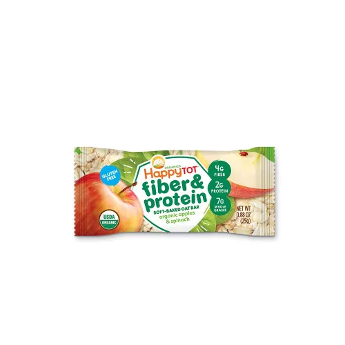 Miniatura 4 de HAPPYTOT Organics Barras de Avena Horneadas Suaves con Fibra y Proteína Snack para Niños Pequeños Manzana y Espinaca, Barras de 0.88 Onzas, Caja